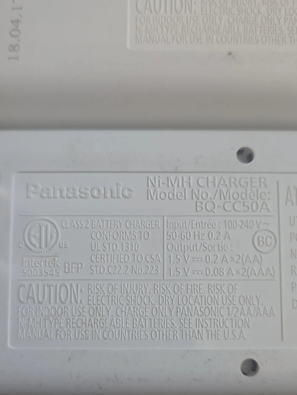 Panasonic BQ-CC50 Basic Ni-MH Battery Chargers - White